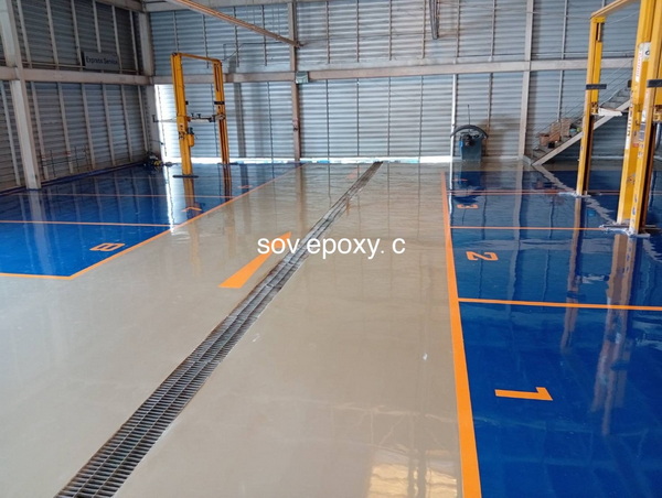ทำพื้น Epoxy โชว์รูมรถ-05 เคลือบพื้น Epoxy โชว์รูมรถฟอร์ด