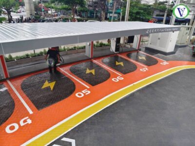 ทำพื้นช่องจอดรถ EV