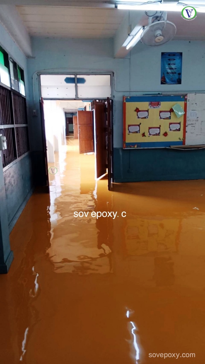 เคลือบพื้น Epoxy ห้องเรียน_04 พื้น Epoxy Self-leveling อาคารเรียน