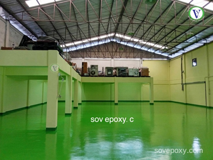 เคลือบพื้น Pu coating, พื้นสีเขียว_03 งานทำพื้น PU Coating